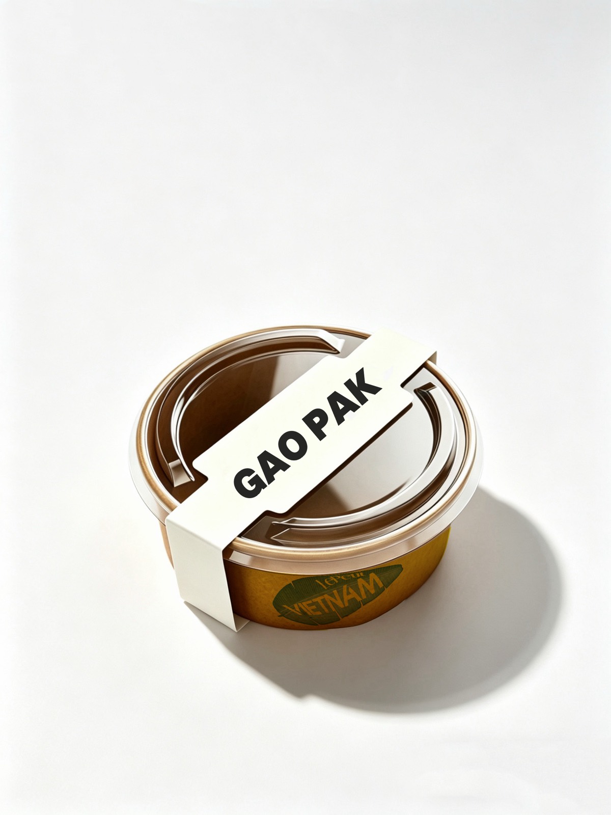 Kraft paper salad bowl with clear lid and branded sleeve