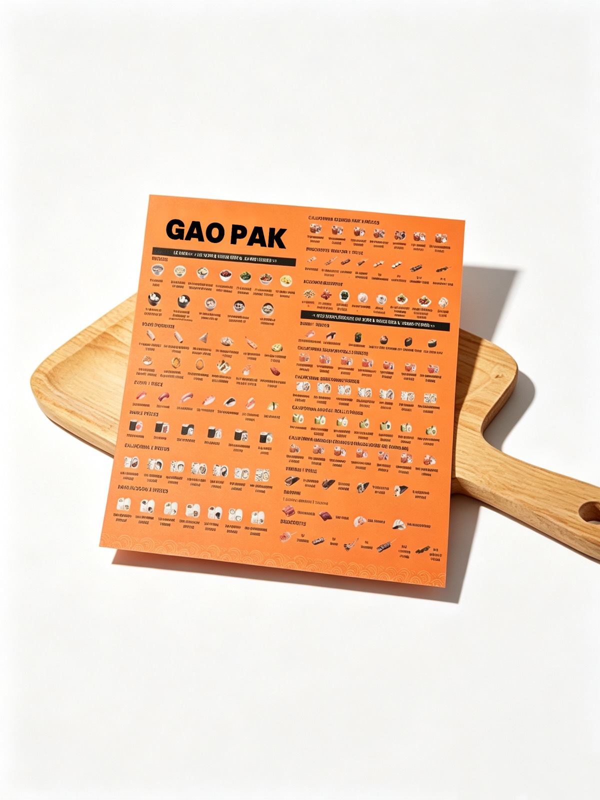 Menu Printing — custom food packaging by GAOPAK